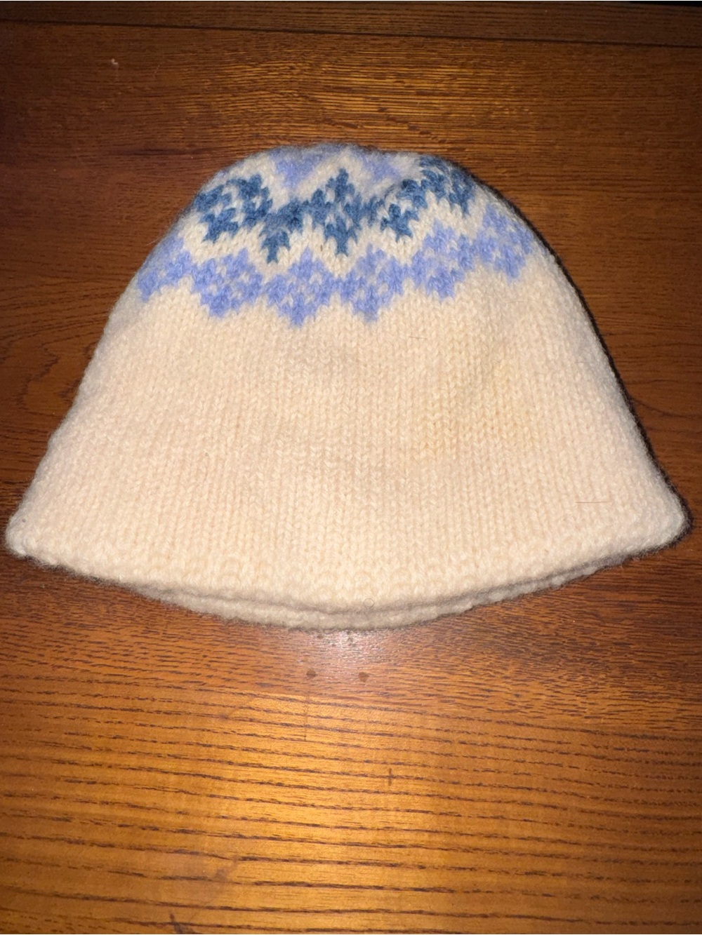 Vintage Norsewear 100% Pure Wool Fair Isle Ski Beanie New Zealand Cream Blue